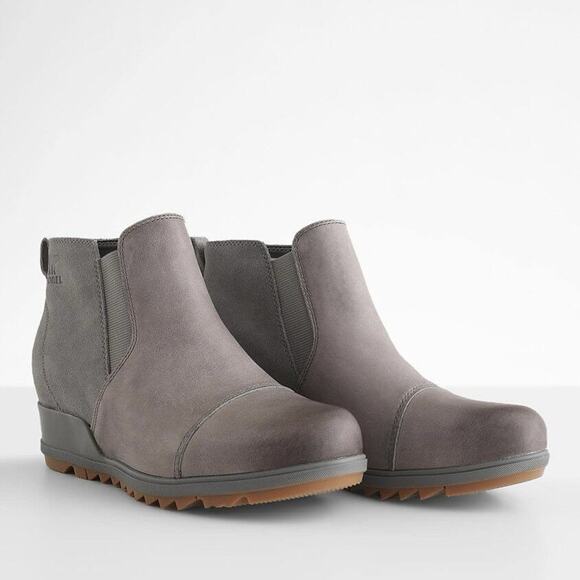 Sorel Shoes - NWT Sorel Evie Quarry Gray Gum II Waterproof Leather Wedge Boots